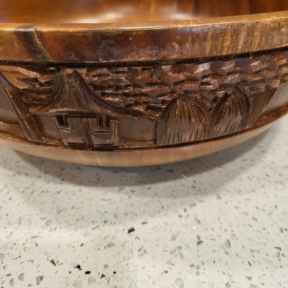 8 pc set Vintage Monkey Paw Carved Water Buffalo Salad Bowl - Picture 4 of 7